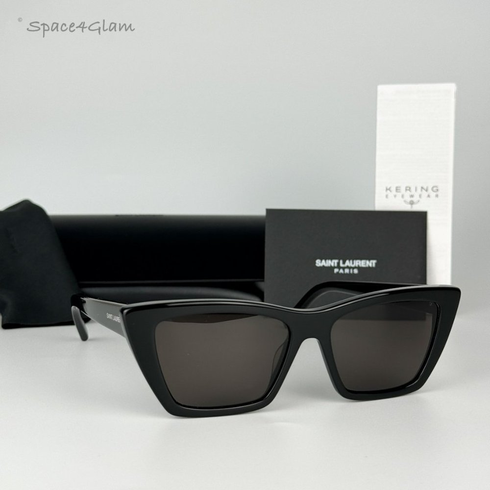 NEW Saint Laurent SL276 MICA 001 Black Gray Cat Eye Women Sunglasses - Picture 3 of 12
